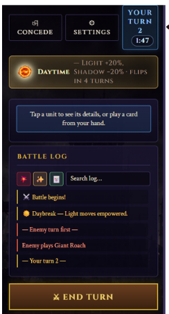 Battle interface panel